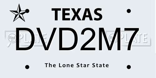 DVD2M7 Texas License Plate
