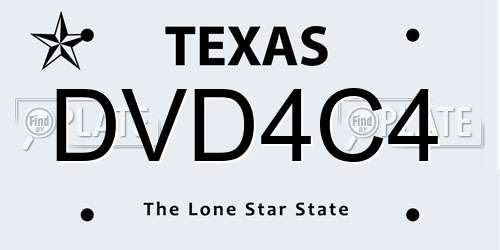 DVD4C4 Texas License Plate