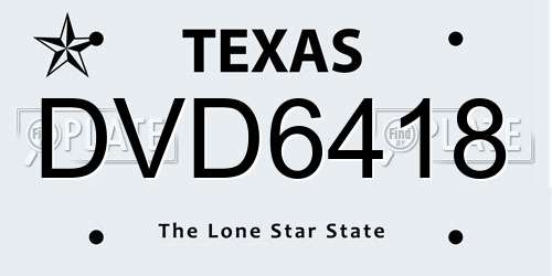 DVD6418 Texas License Plate