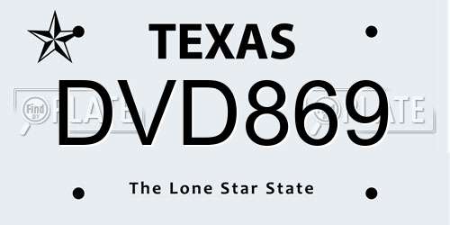 DVD869 Texas License Plate