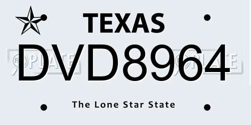DVD8964 Texas License Plate