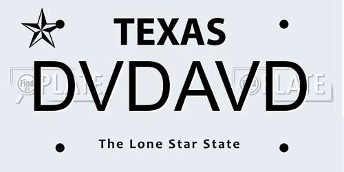 DVDAVD Texas License Plate