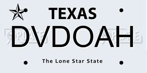 DVDOAH Texas License Plate