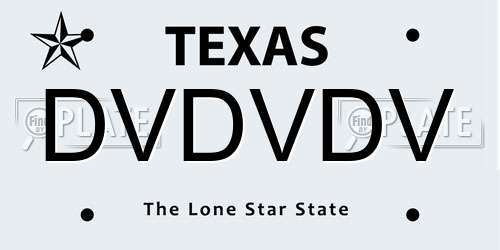 DVDVDV Texas License Plate
