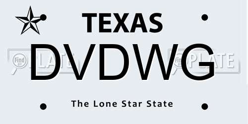 DVDWG Texas License Plate