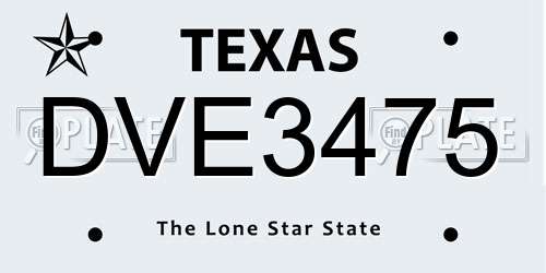 DVE3475 Texas License Plate