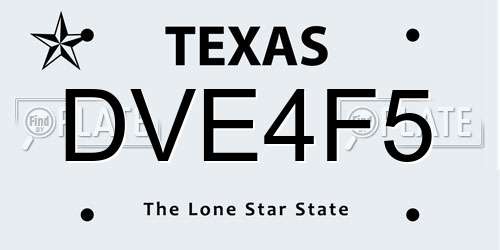 DVE4F5 Texas License Plate