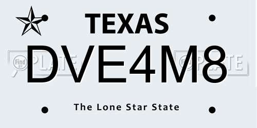 DVE4M8 Texas License Plate
