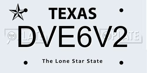 DVE6V2 Texas License Plate
