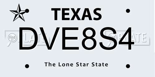 DVE8S4 Texas License Plate