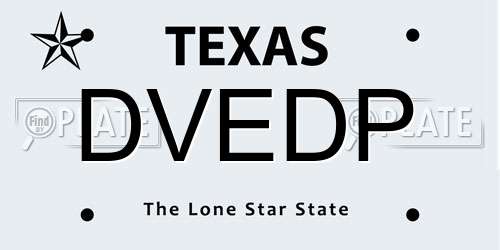 DVEDP Texas License Plate
