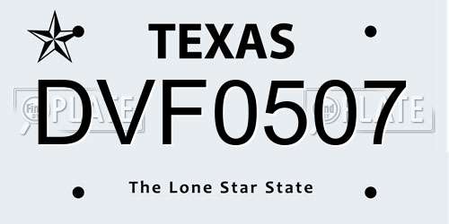 DVF0507 Texas License Plate