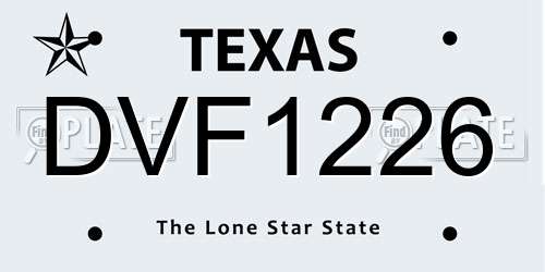 DVF1226 Texas License Plate