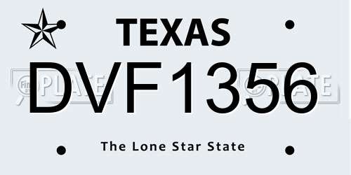 DVF1356 Texas License Plate
