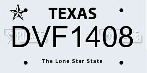 DVF1408 Texas License Plate