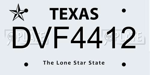 DVF4412 Texas License Plate