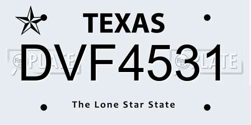 DVF4531 Texas License Plate