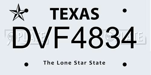 DVF4834 Texas License Plate