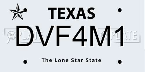 DVF4M1 Texas License Plate
