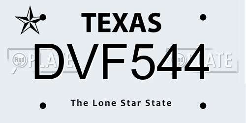 DVF544 Texas License Plate