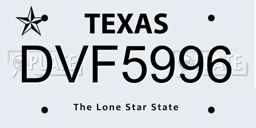 DVF5996 Texas License Plate
