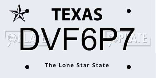 DVF6P7 Texas License Plate