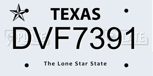 DVF7391 Texas License Plate