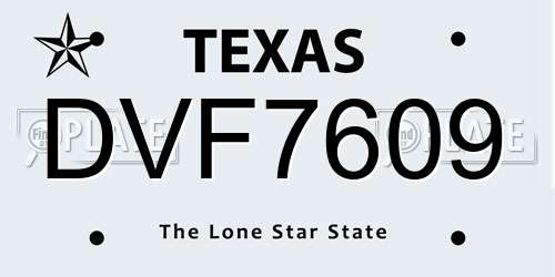 DVF7609 Texas License Plate