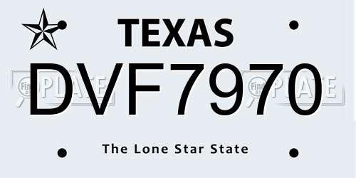DVF7970 Texas License Plate