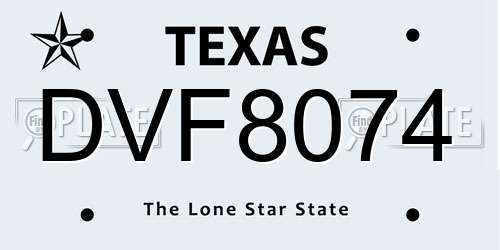 DVF8074 Texas License Plate