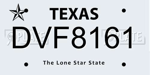 DVF8161 Texas License Plate
