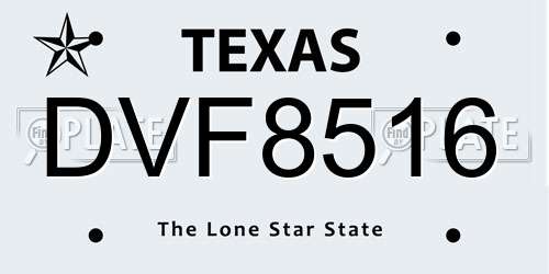 DVF8516 Texas License Plate