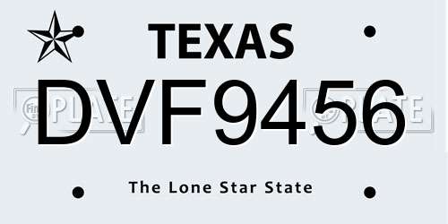 DVF9456 Texas License Plate