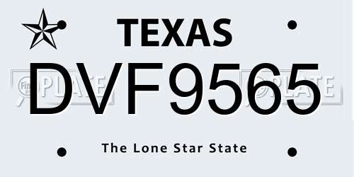 DVF9565 Texas License Plate