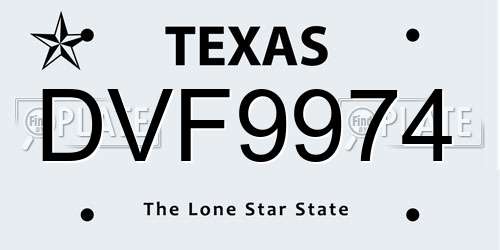 DVF9974 Texas License Plate