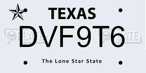 DVF9T6 Texas License Plate