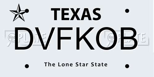 DVFKOB Texas License Plate