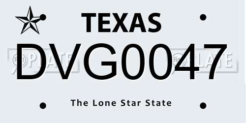 DVG0047 Texas License Plate