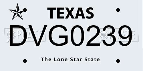 DVG0239 Texas License Plate