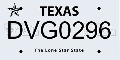 DVG0296 Texas License Plate