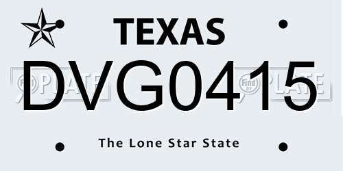 DVG0415 Texas License Plate