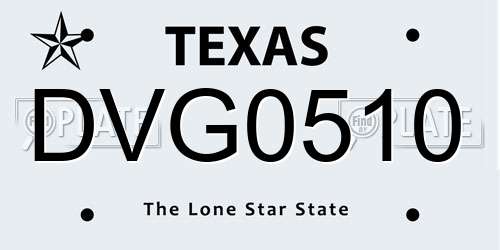 DVG0510 Texas License Plate
