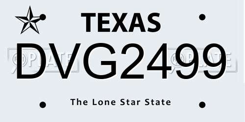 DVG2499 Texas License Plate