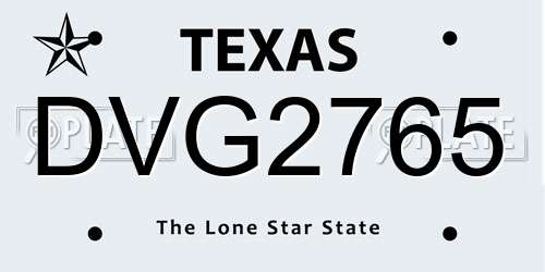 DVG2765 Texas License Plate