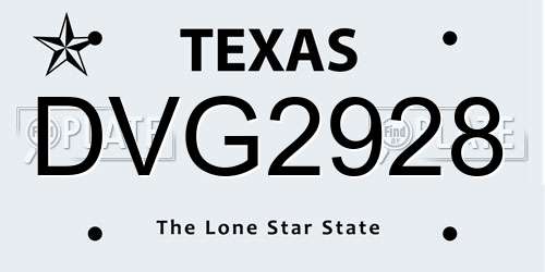 DVG2928 Texas License Plate