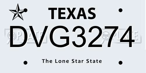 DVG3274 Texas License Plate