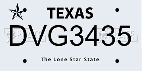 DVG3435 Texas License Plate
