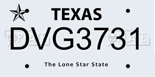 DVG3731 Texas License Plate