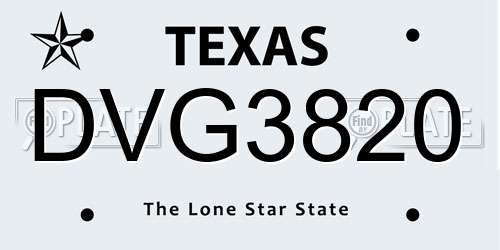 DVG3820 Texas License Plate