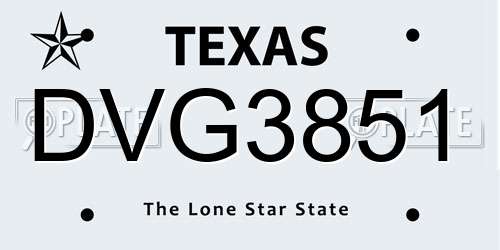 DVG3851 Texas License Plate